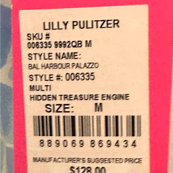 Lilly Pulitzer Bal Harbour Hidden Treasure Gem Wide Leg Pant Sz M 006335 99920B - Picture 4 of 6